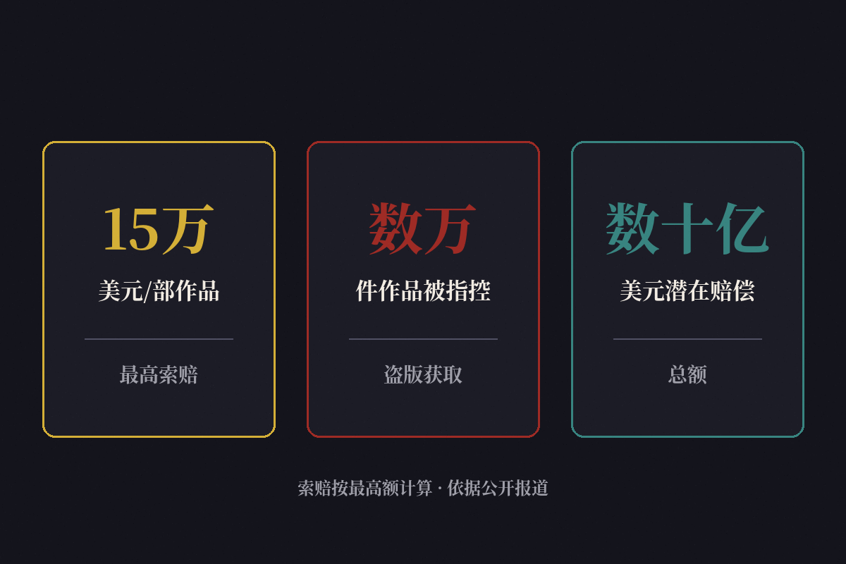 每部作品最高索赔15万美元，总赔偿可能达数十亿美元
